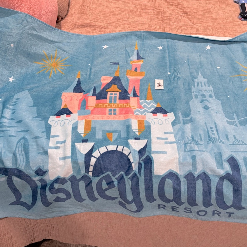 Disney Blue and Pink Castle Beach Towel - NWT
